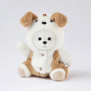 Медведь Lina TeddyTales, в костюмчике щенка, брелок, XS, 15 см